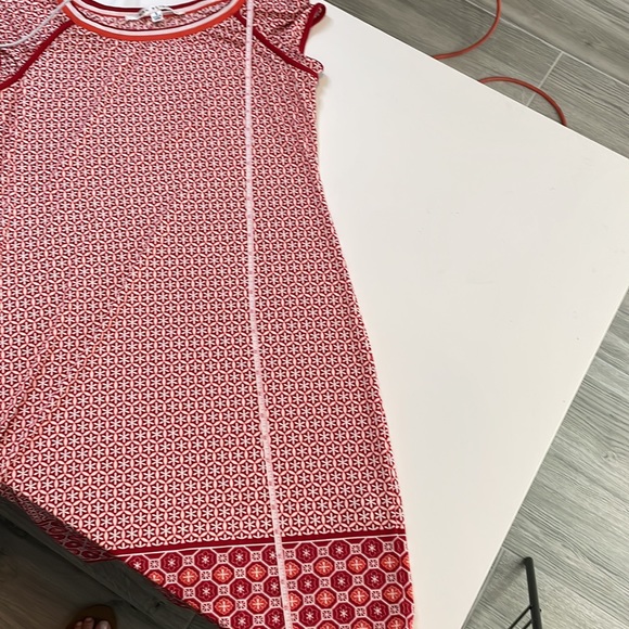 Max Studio Red Orange & White Soft Sheath Dress Size Small - Picture 10 of 12